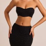 Embellished Strapless Corset Top in Black - Image 5