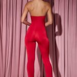 Plunge-Neck Wrap Jumpsuit in Red - Image 2