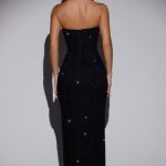Embellished Bandeau Cowl Neck Maxi Dress in Black - Image 2