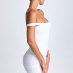 Off-Shoulder Corset Mini Dress in White - Image 5