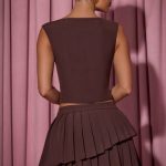 Open-Front Crop Top in Chocolate Brown - Image 2