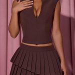 Open-Front Crop Top in Chocolate Brown - Image 4
