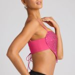 Embellished Heart Detail Crop Top in Magenta - Image 3