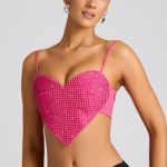 Embellished Heart Detail Crop Top in Magenta - Image 8