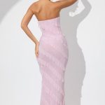 Embellished Strapless Ruffle Maxi Dress in Soft Pink - Image 2