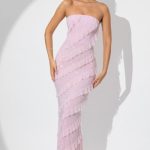 Embellished Strapless Ruffle Maxi Dress in Soft Pink - Image 7