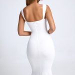 Ruched Hardware Detail Cut-Out Midaxi Dress in White - Image 2
