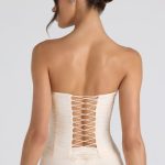 Ruched Lace-Up Strapless Corset Top in Ivory - Image 2