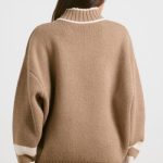 Oversized Quarter-Zip Chunky-Knit Jumper in Espresso - Image 2