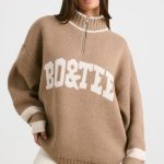 Oversized Quarter-Zip Chunky-Knit Jumper in Espresso - Image 8