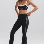 Soft Active Contrast-Trim Flared Trousers in Black - Image 6