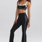 Soft Active Contrast-Trim Flared Trousers in Black - Image 7