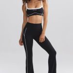 Soft Active Contrast-Trim Flared Trousers in Black - Image 8
