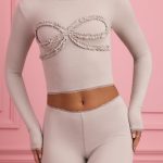 Lace-Trim Appliqu?? Pyjama Top in Cloud Grey - Image 2