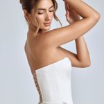Strapless Lace-Up Satin Corset in Ivory - Image 3