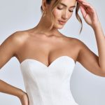 Strapless Lace-Up Satin Corset in Ivory - Image 7