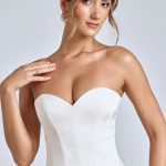Strapless Lace-Up Satin Corset in Ivory - Image 9