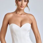 Strapless Lace-Up Satin Corset in Ivory - Image 10