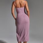 Embellished Cowl-Neck Midaxi Dress in Mauve - Image 2
