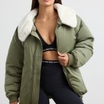 Oversized Bomber Jacket in Deep Olive