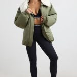 Oversized Bomber Jacket in Deep Olive - Image 5