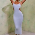 Ruched Cut Out Midi Dress in Sky Grey - Image 7