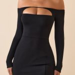 Modal Cut-Out Off-Shoulder A-Line Mini Dress in Black - Image 6