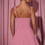 Bow-Detail A-Line Mini Dress in Dusty Pink - Image 2