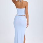 Ruched Maxi Skirt in Periwinkle Blue - Image 2