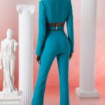 Petite Flare Trousers in Teal - Image 2
