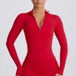 Soft Active Zip-Up Jacket in Hot Red