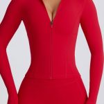Soft Active Zip-Up Jacket in Hot Red - Image 5