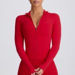 Soft Active Zip-Up Jacket in Hot Red - Image 8