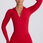 Soft Active Zip-Up Jacket in Hot Red - Image 9