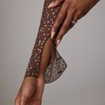 Sheer Embellished Long Sleeve Crop Top in Deep Cocoa - Image 7