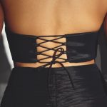 Taffeta Halter Neck Crop Top in Jet Black - Image 5