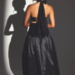 Taffeta Halter Neck Crop Top in Jet Black - Image 7