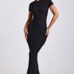Ribbed Modal Maxi Dress in Black
