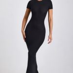 Ribbed Modal Maxi Dress in Black - Image 5