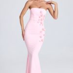 Draped Floral-Appliqu?? Maxi Dress in Blush