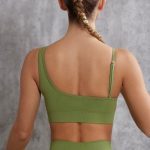 Asymmetric Sports Bra in Olive - Image 2