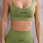 Asymmetric Sports Bra in Olive - Image 4