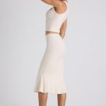 Modal Bow-Detail Mid-Rise Midi Skirt in Ivory - Image 3