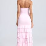 Bandeau Ruched Ruffle-Trim Maxi Dress in Blush - Image 2