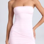 Bandeau Ruched Ruffle-Trim Maxi Dress in Blush - Image 4