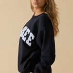 Oversized Crew Neck Sweatshirt in Black - Image 3