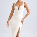 Sweetheart-Neck Midaxi Dress in Ivory