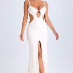 Ruffle-Appliqu?? Cut-Out Maxi Dress in White