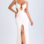 Ruffle-Appliqu?? Cut-Out Maxi Dress in White - Image 4