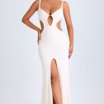 Ruffle-Appliqu?? Cut-Out Maxi Dress in White - Image 7